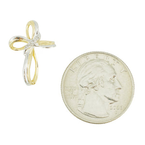0.02ctw Diamond Accented Cross Pendant in 10K Two-Tone Gold - 1.4 Grams