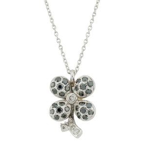 0.28 Blue Diamond Accented Pendant & 16"-18" Chain Necklace in 18K White Gold