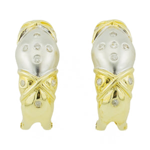 0.25ctw Round Diamond Accented Omega Back Earrings in 14K Two-Tone Gold