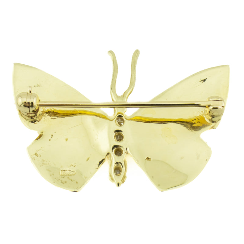 0.20ctw Diamond Accented Butterfly Brooch in 14K Yellow Gold