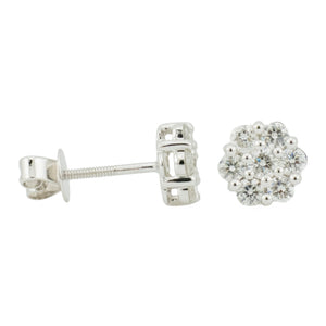 0.50ctw Round Diamond Accented Cluster Earrings in 10K White Gold - 1.4 Grams