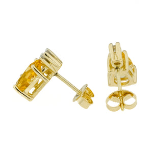 3.30ctw Citrine and Diamond Earrings in 14K Yellow Gold