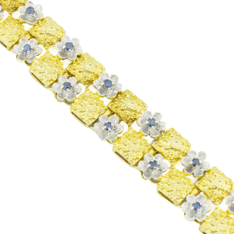 1.00ctw Sapphire Gemstone 7.5" Bracelet in 18K Two-Tone Gold - 49.2 Grams