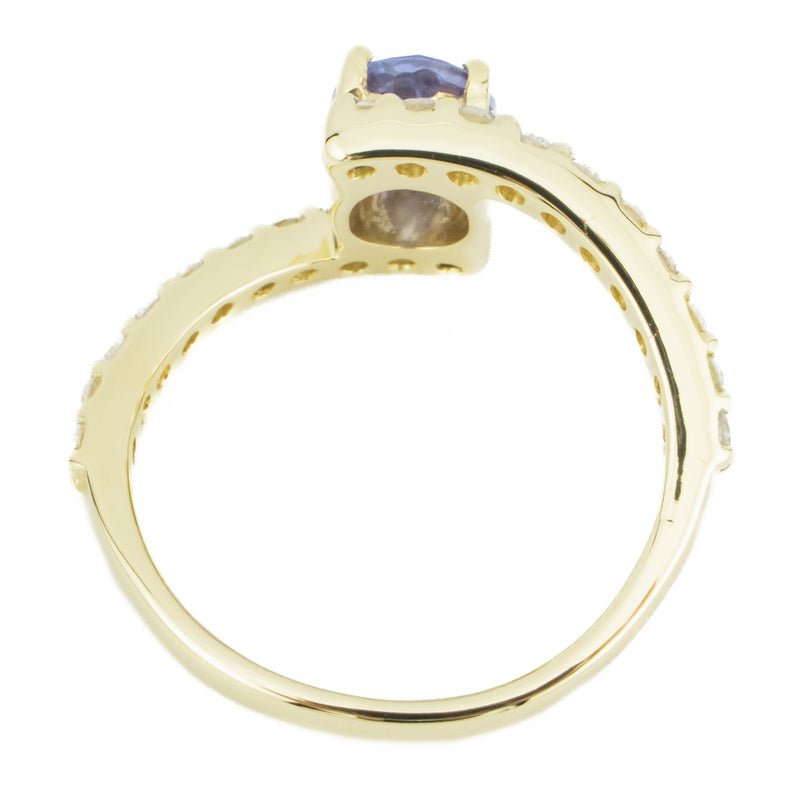 1.00ctw Tanzanite & Diamond Accented Gemstone Ring in 10K Yellow Gold - Size 6.5