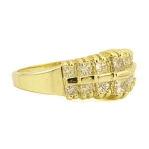 0.92ctw Princess Cut Diamond Accented Cluster Ring in 14K Yellow Gold - Size 6.75