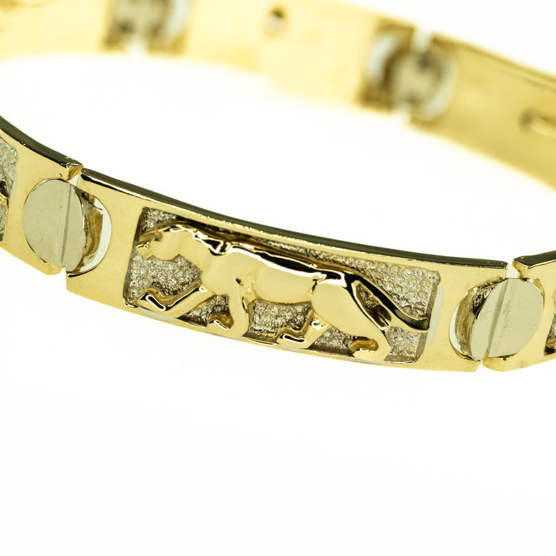 8.5mm Panther 6.5" Link Bracelet in 14K Two Tone Gold