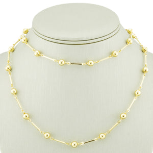 Fancy Ball and Bar Link 28" Necklace in 18K Yellow Gold - 27 Grams