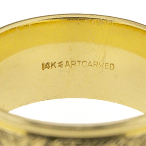 Artcarved Wide Lady's Gold Band Ring in 14K Yellow Gold