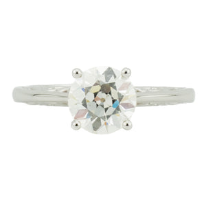 1.39ct European Cut J/SI1 Diamond Solitaire Engagement Ring in 14K White Gold