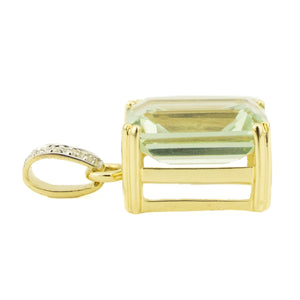 10.31ctw Emerald Cut Green Amethyst Pendant on 18" Chain in 14K Yellow Gold