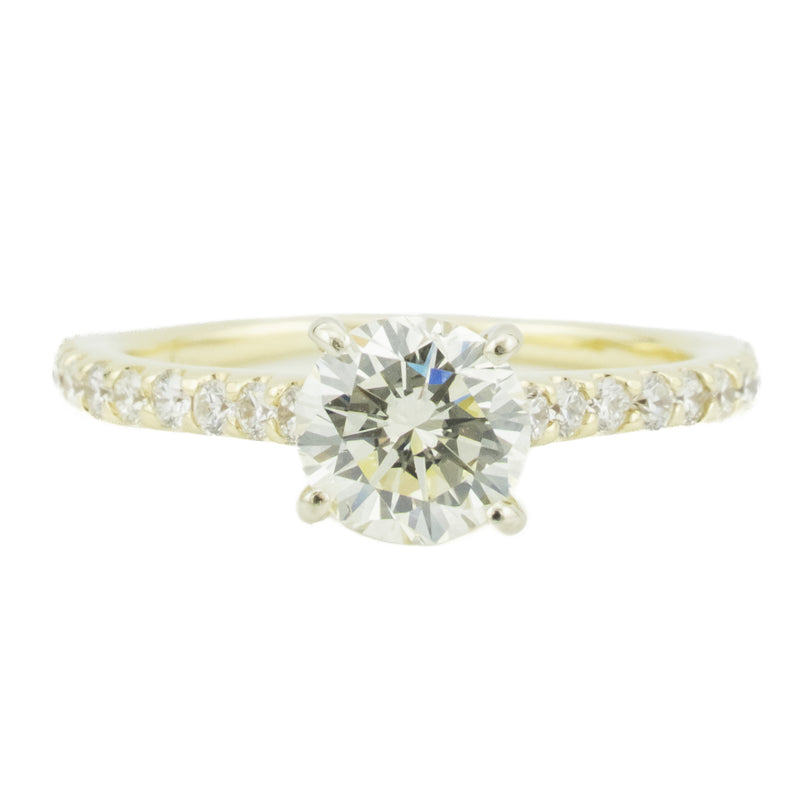 GIA 1.00ct M/SI1 Round Diamond & Accents Engagement Ring in 14K Yellow Gold - Size 6.25