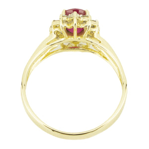 1.00ctw Oval Ruby & Diamond Accented Gemstone Ring in 14K Yellow Gold - Size 7