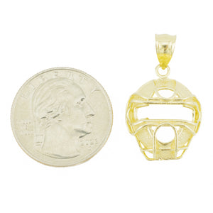 Gold Catchers Mask Pendant in 14K Yellow Gold - 3.6 grams
