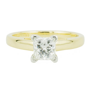 Leo 0.98ctw Princess I/SI1 Diamond Engagement Ring in 14K Yellow Gold & Platinum - Size 7
