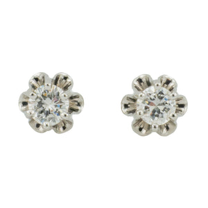 0.20ctw Round Diamond Solitaire Stud Earrings in 14K White Gold - 1.2 Gram