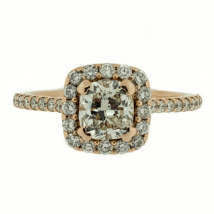 GIA 1.01ctw Diamond SI2/K & Diamond Accented Engagement Ring in 14K Rose Gold