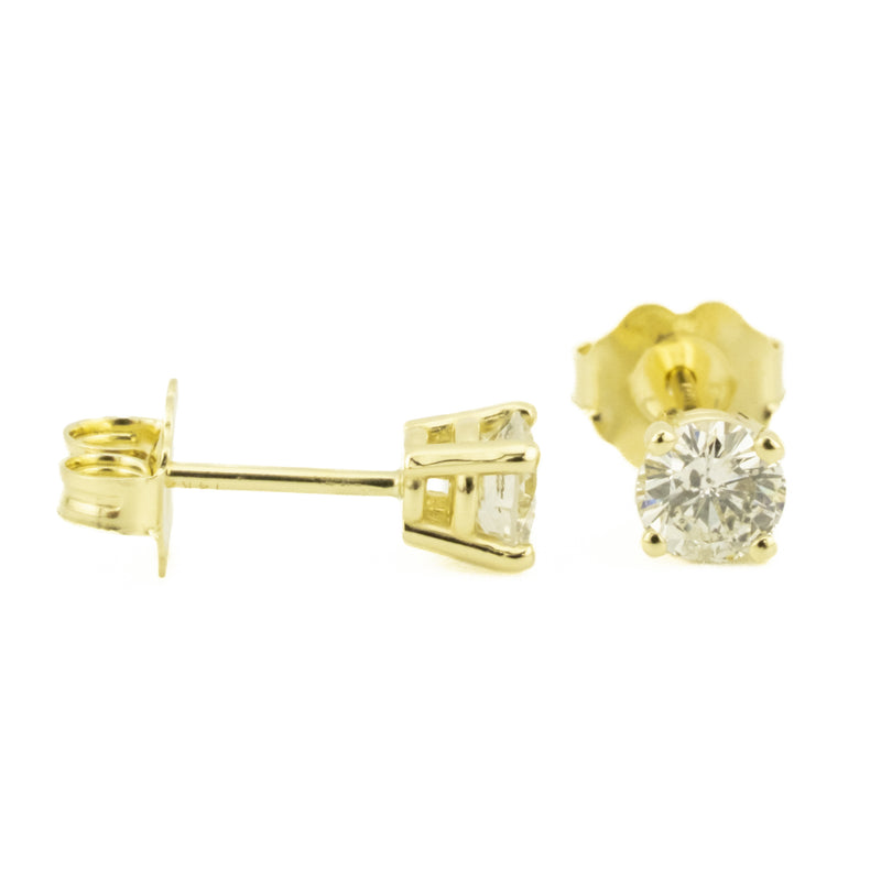 0.56ctw Round Diamond Solitaire Stud Earrings in 14K Yellow Gold