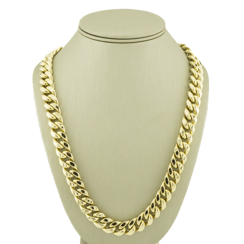 13mm Wide Hollow Curb Link 26" Chain in 10K Yellow Gold - 106.2grams