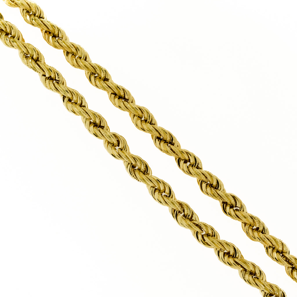 3mm Wide Rope Chain Necklace 17" in 14K Yellow Gold