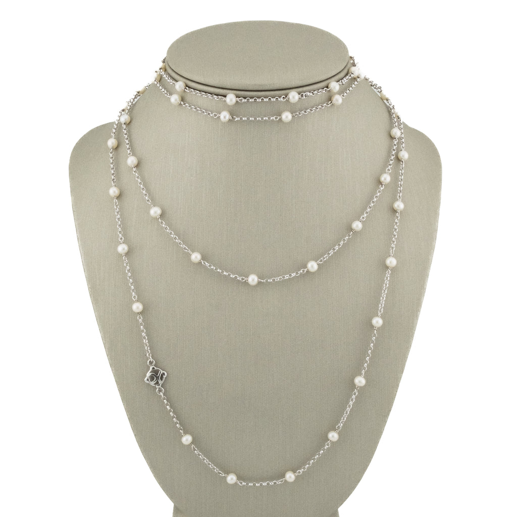 David Yurman Pearl Station Necklace 60" in S925