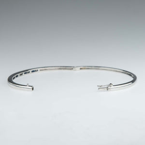 Sapphire and Diamond Hinged Bangle Bracelet in 14K White Gold