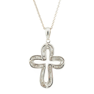 0.50ctw Diamond Accented Cross Pendant in 14K White Gold - Chain Not Included