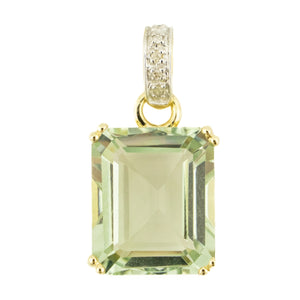 10.31ctw Emerald Cut Green Amethyst Pendant on 18" Chain in 14K Yellow Gold