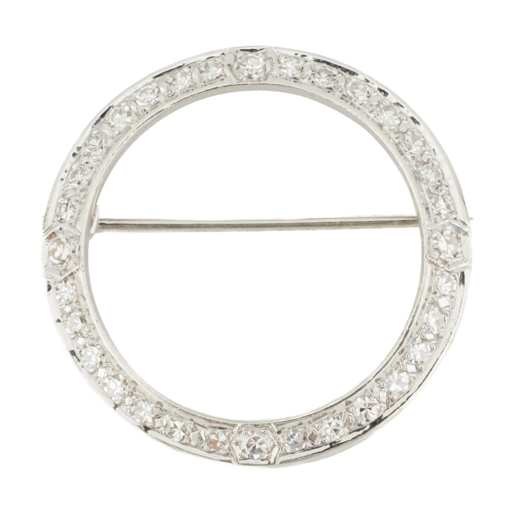0.68ctw Diamond Accented Circular Brooch in 14K White Gold - 5.5 Grams