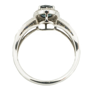 0.75ctw Oval Sapphire with Sapphire and Diamond Accents Ring in 10K White Gold - Size 7