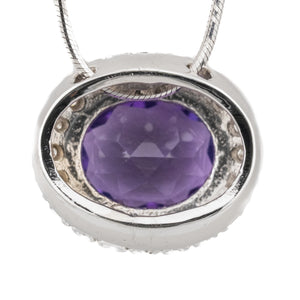 5.09ct Amethyst and Diamond Accented Gemstone Pendant on 18" Chain in 14K White Gold