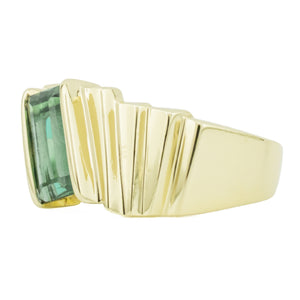 0.85ctw Emerald Cut Tourmaline Solitaire Ring in 14K Yellow Gold - Size 6.5