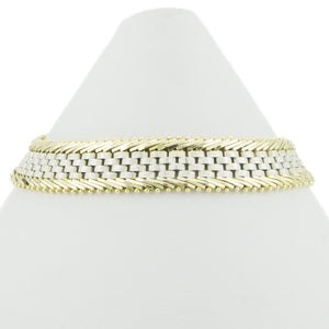 11mm Fashion Woven and Textured 7" Bracelet in 14K Two-Tone Gold