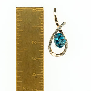 LeVian Blue Topaz and Diamond Pendant in 14K Two Tone Gold