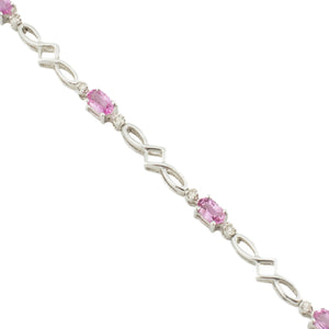 2.30ctw Pink Sapphire and Diamond Accented Bracelet in 14K White Gold - 7.8 Grams