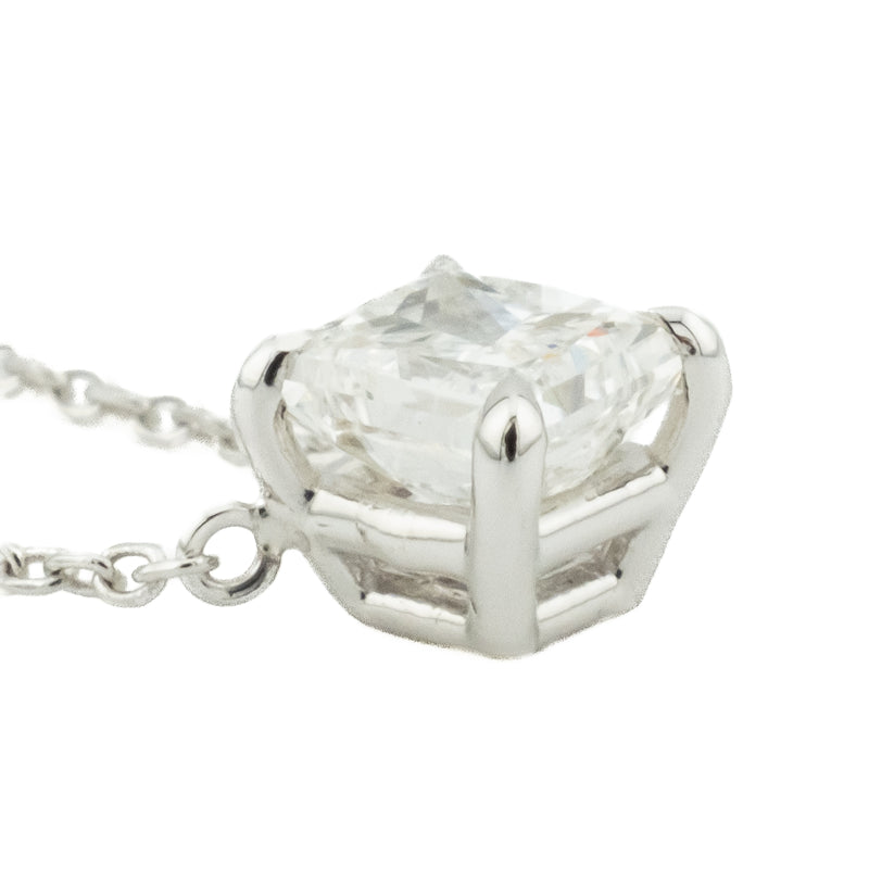0.70ctw Princess Cut Diamond H/SI1 Solitaire 16" Necklace in 14K White Gold