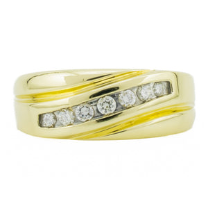 0.20ctw Round Diamond Men's Wedding Band Ring in 14K Yellow Gold - Size 9