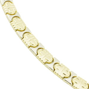 9mm Wide Fancy 16" Necklace in 18K Two-Tone Gold - 36 Grams