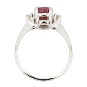 1.25ct Oval Ruby & Diamond Accented Ring in 14K White Gold - Size 7.25