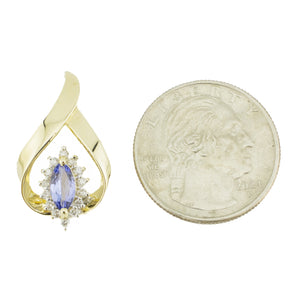 0.29ctw Marquise Tanzanite with Diamond Accents Pendant in 14K Yellow Gold