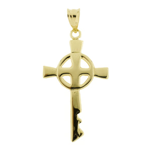 Cross Key Pendant in 14K Yellow Gold