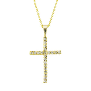 0.25ctw Diamond Accented Cross Pendant in 14K Yellow Gold - Chain Not Included
