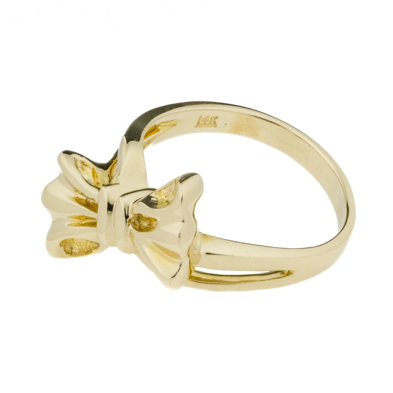Ladies Fashion Bow Gold Ring in 14K Yellow Gold - Size 7