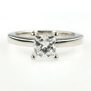 14K White Gold GIA 0.95ct Princess Diamond Solitaire Engagement Ring Size 5