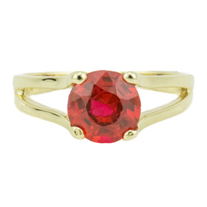 1.65ctw Round Lab Ruby Gemstone Ring in 14K Yellow Gold - Size 6.5