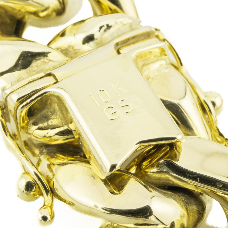13mm Wide Hollow Curb Link 26" Chain in 10K Yellow Gold - 106.2grams