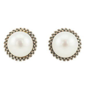 8.5mm Lagos Pearl Caviar Solitaire Earrings in Sterling Silver and 14K Yellow Gold