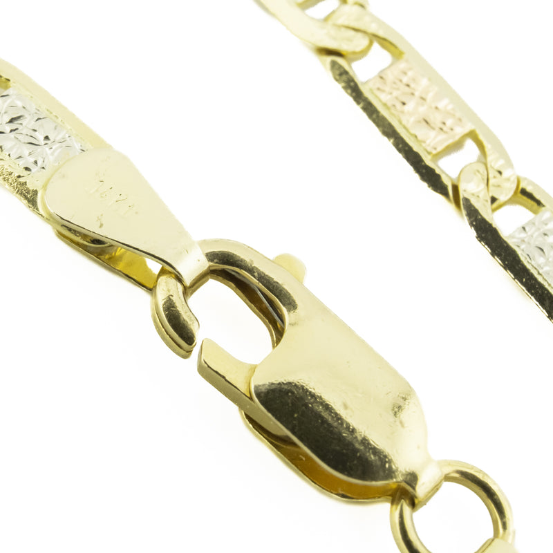 4mm Wide Fancy Mariner 24" Chain in 14K Three-Tone Gold - 22.7 Grams