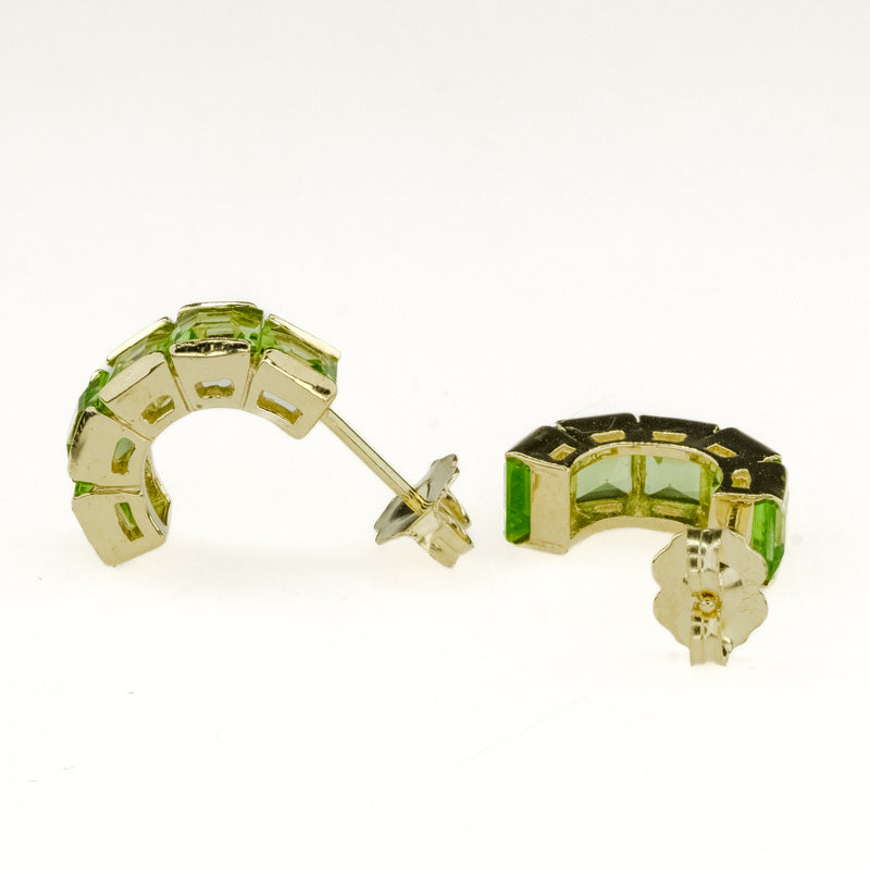 4.12ctw Emerald Cut Peridot Gemstone Earrings in 14K Yellow Gold