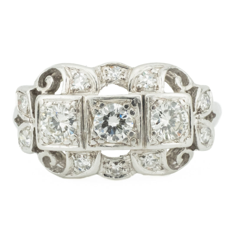0.60ctw Vintage Diamond Fashion Ring in 14K White Gold - Size 7