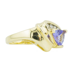 0.50ctw Tanzanite & Diamond Accented Gemstone Ring in 14K Yellow Gold - Size 6.5